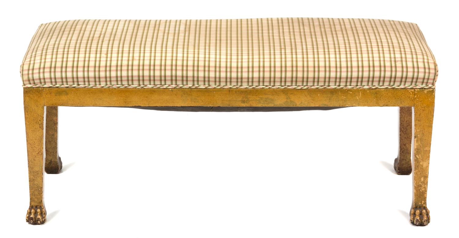 An Italian Directoire Faux Painted Wood Bench Height 17 x width 38 x depth 16 inches. — 19TH CENTURY