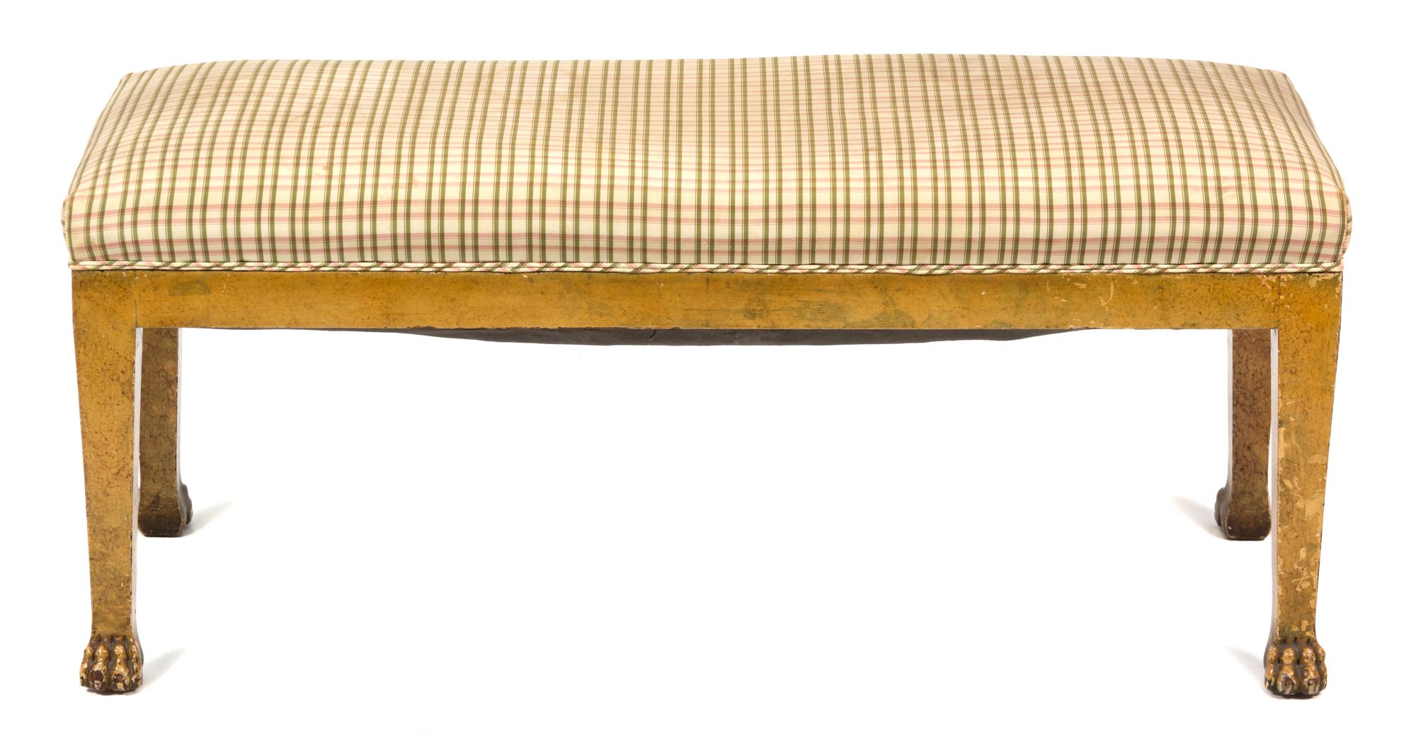 An Italian Directoire Faux Painted Wood Bench Height 17 x width 38 x depth 16 inches. — 19TH CENTURY