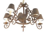 A Wrought Iron Five-Light Chandelier Height 19 1/2 x diameter 30 inches. — 20TH CENTURY