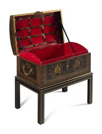 An English Tooled Leather Chest on Stand of Parliamentary Interest