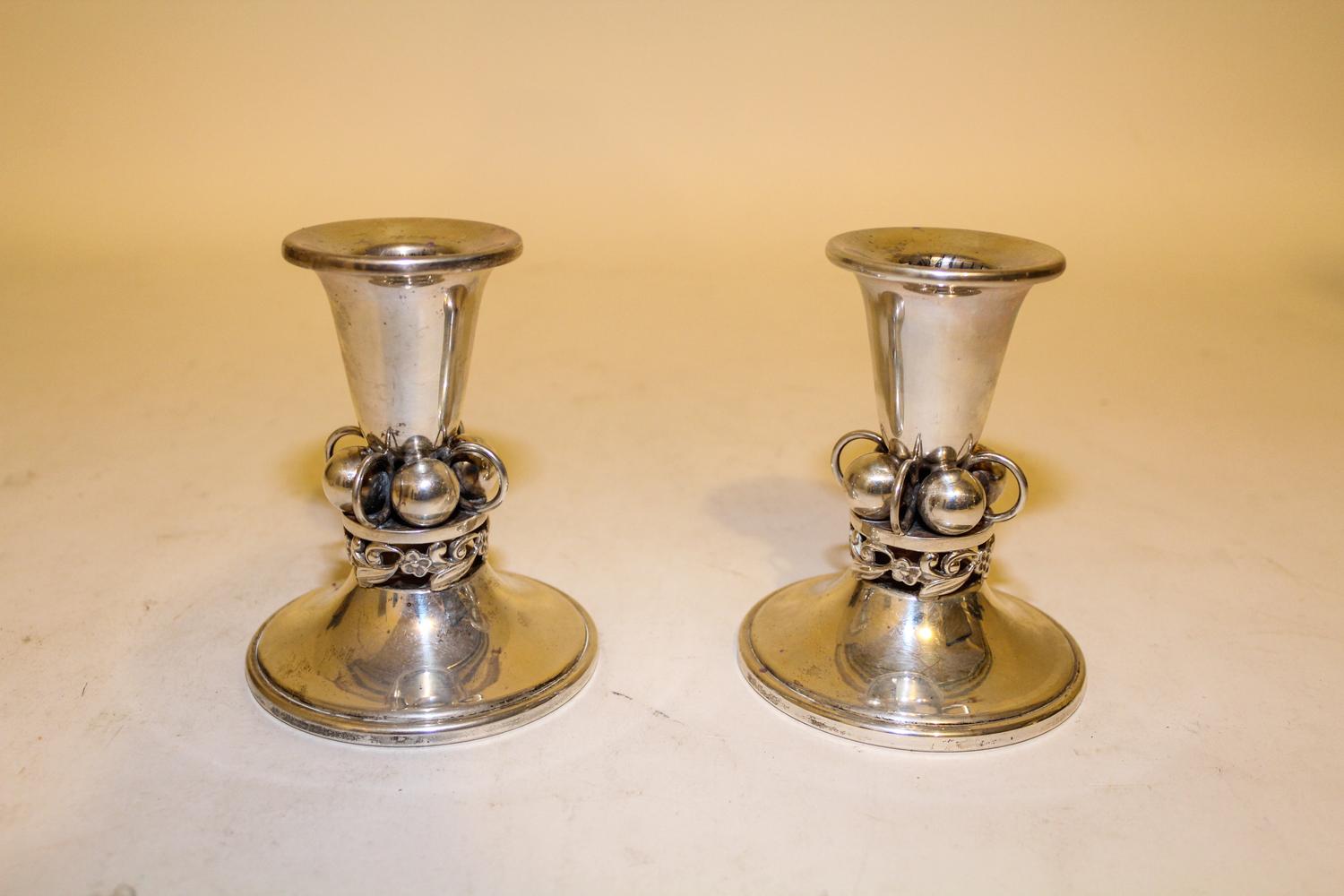 A Pair of American Silver Candlesticks, Baldwin & Miller Height 5 inches. — 20Th CENTURY