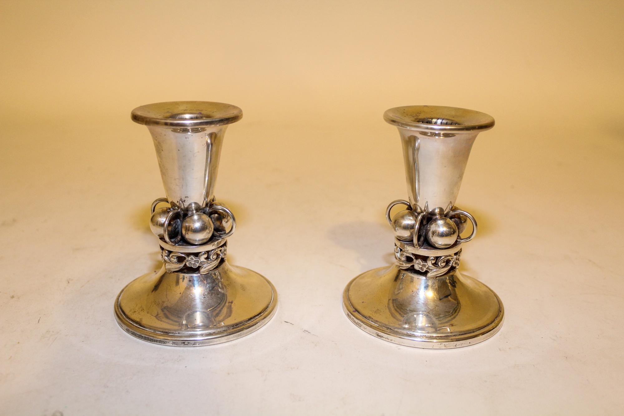 A Pair of American Silver Candlesticks, Baldwin & Miller Height 5 inches. — 20Th CENTURY