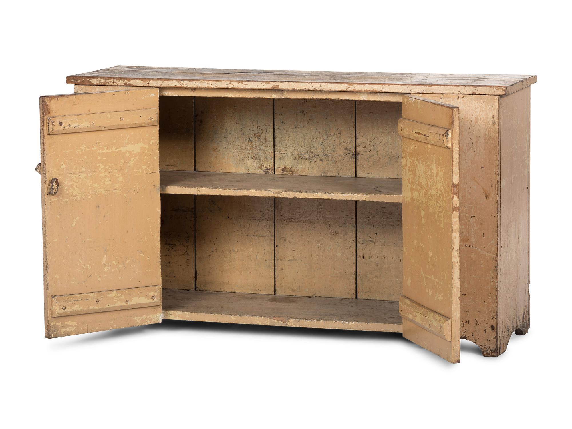 A Country Cream Painted Pine Two-Door Cupboard