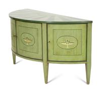A Pair of Italian Neoclassical Style Painted Demilune Cabinets