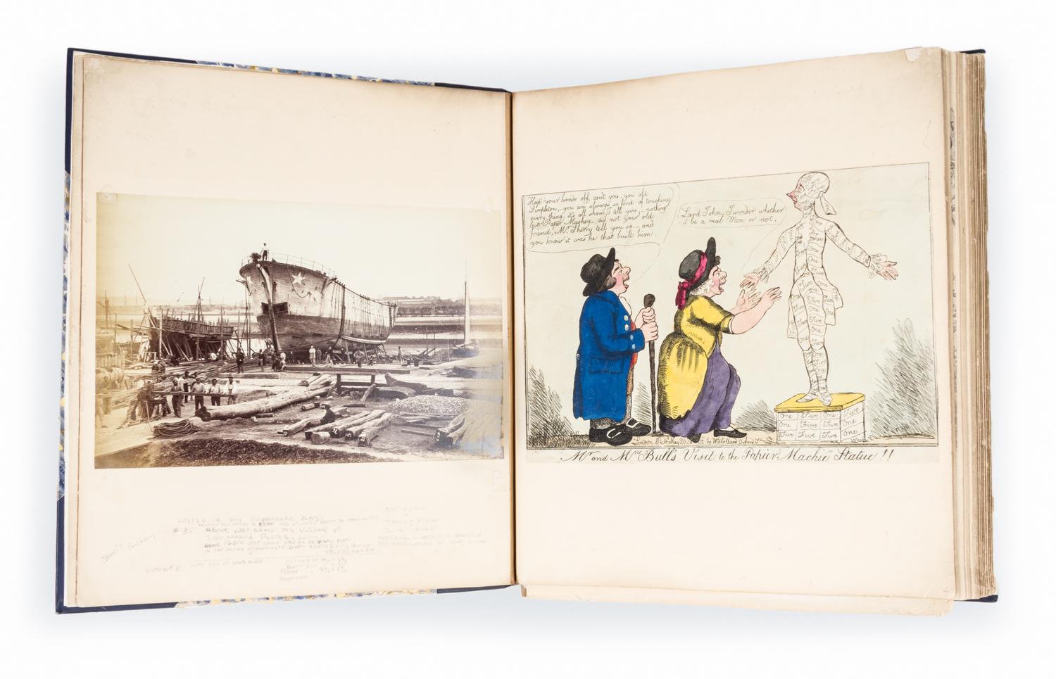 (CARICATURE) GILLRAY, JAMES, et al. A palimpsest with Gillray-era caricatures. Folio, with 50 b/w plates.