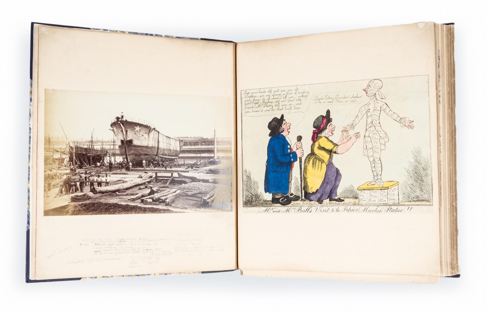 (CARICATURE) GILLRAY, JAMES, et al. A palimpsest with Gillray-era caricatures. Folio, with 50 b/w plates.