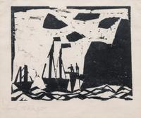 Schiffe am Felsenstrand ( Ships along a rocky coast)
