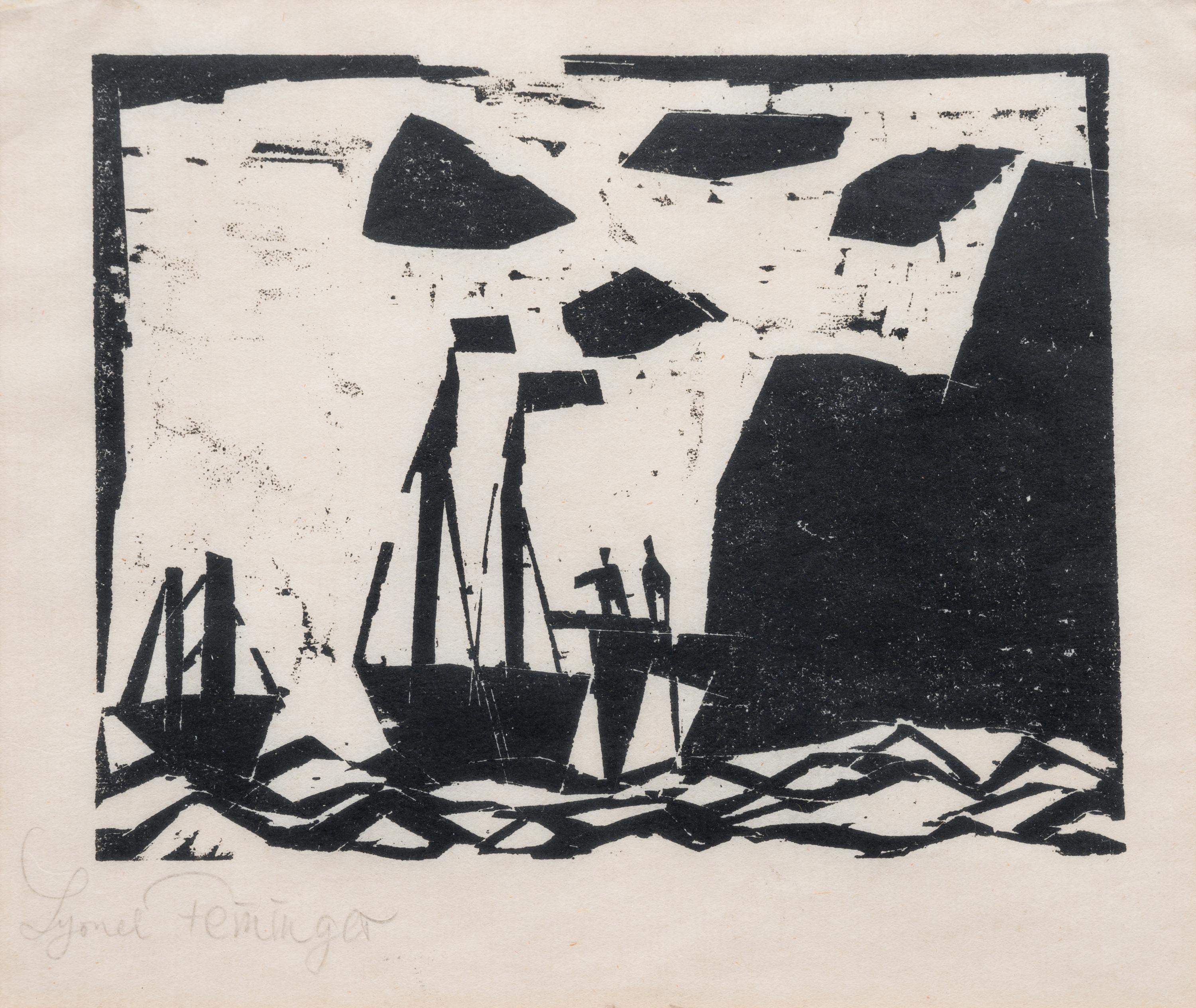 Schiffe am Felsenstrand ( Ships along a rocky coast)