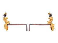 A Pair of French Gilt and Patinated Bronze Chenets with Busts of Ladies