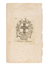 [AMERICAN PRINTING] -- [THOMAS, Isaiah (1749-1831)] -- REVERE, Paul (1734-1818), engraver. Bookplate of Isaiah Thomas, engraved by Paul Revere. Boston, ca 1798.