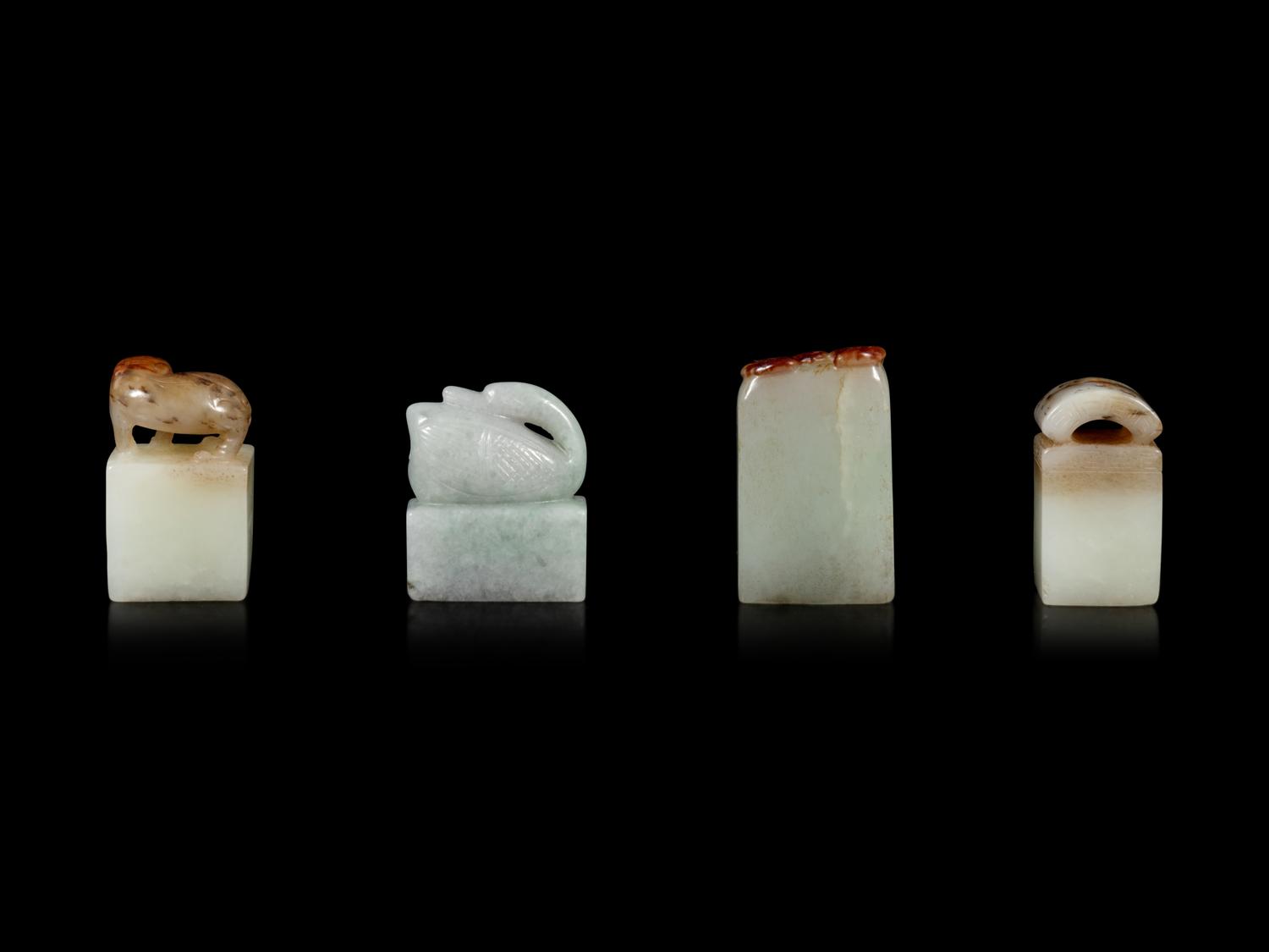 Four Chinese Jade and Jadeite Seals