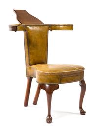 An Edwardian Mahogany Reading Chair Height 32 x width 29 1/2 x depth 20 1/2 inches. — EARLY 20TH CENTURY