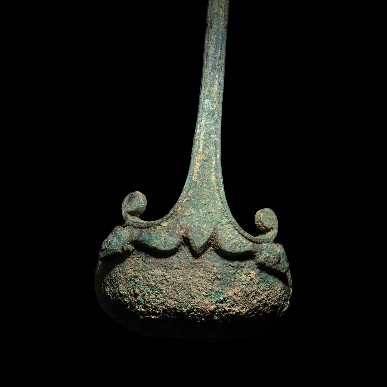 A Roman Bronze Ladle with Panther Handle