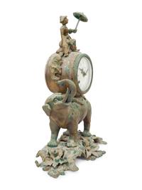 An Italian Imperial Bronze Elephant Clock with Rider
