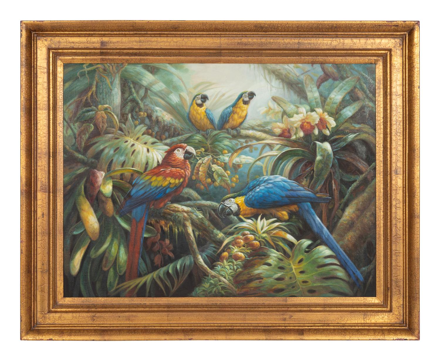Four Macaws in a Jungle