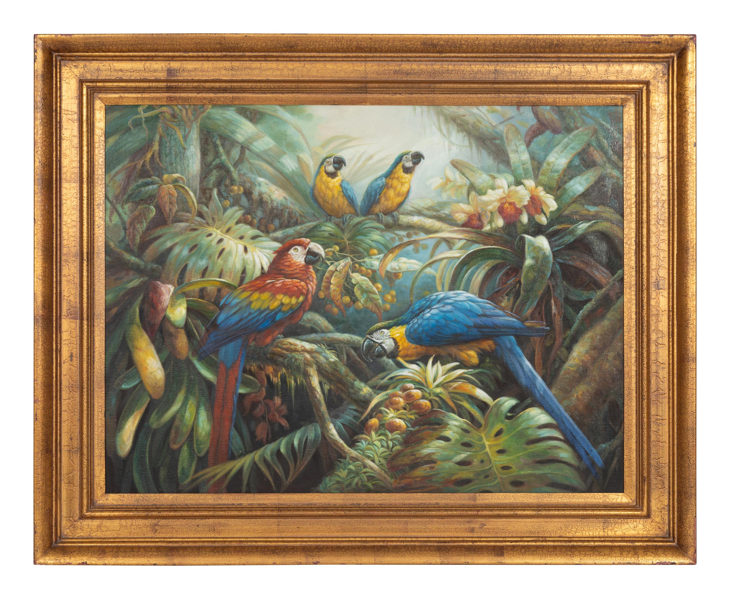 Four Macaws in a Jungle