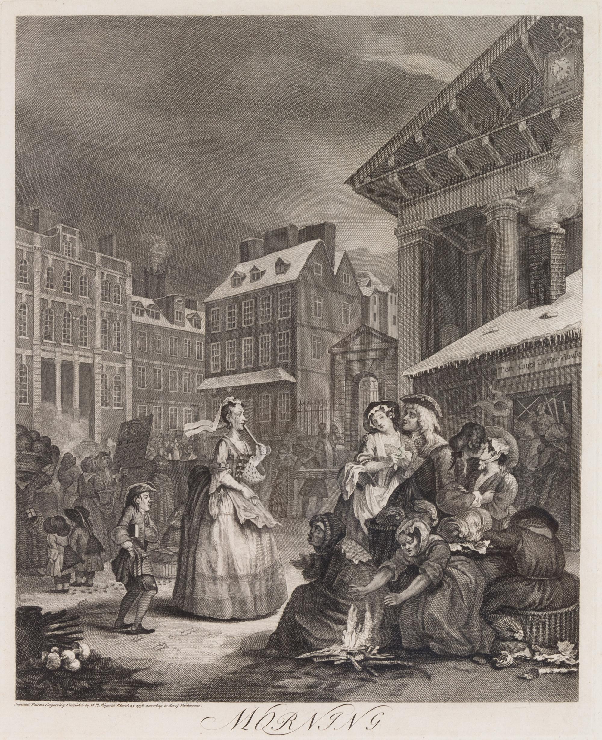 William Hogarth, (British, 1697-1764), The Four Times of Day: Morning, Noon, Evening, Night (a group of four works)