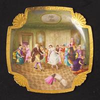 A Continental Parcel Gilt and Painted Porcelain Shell-Decorated Dish