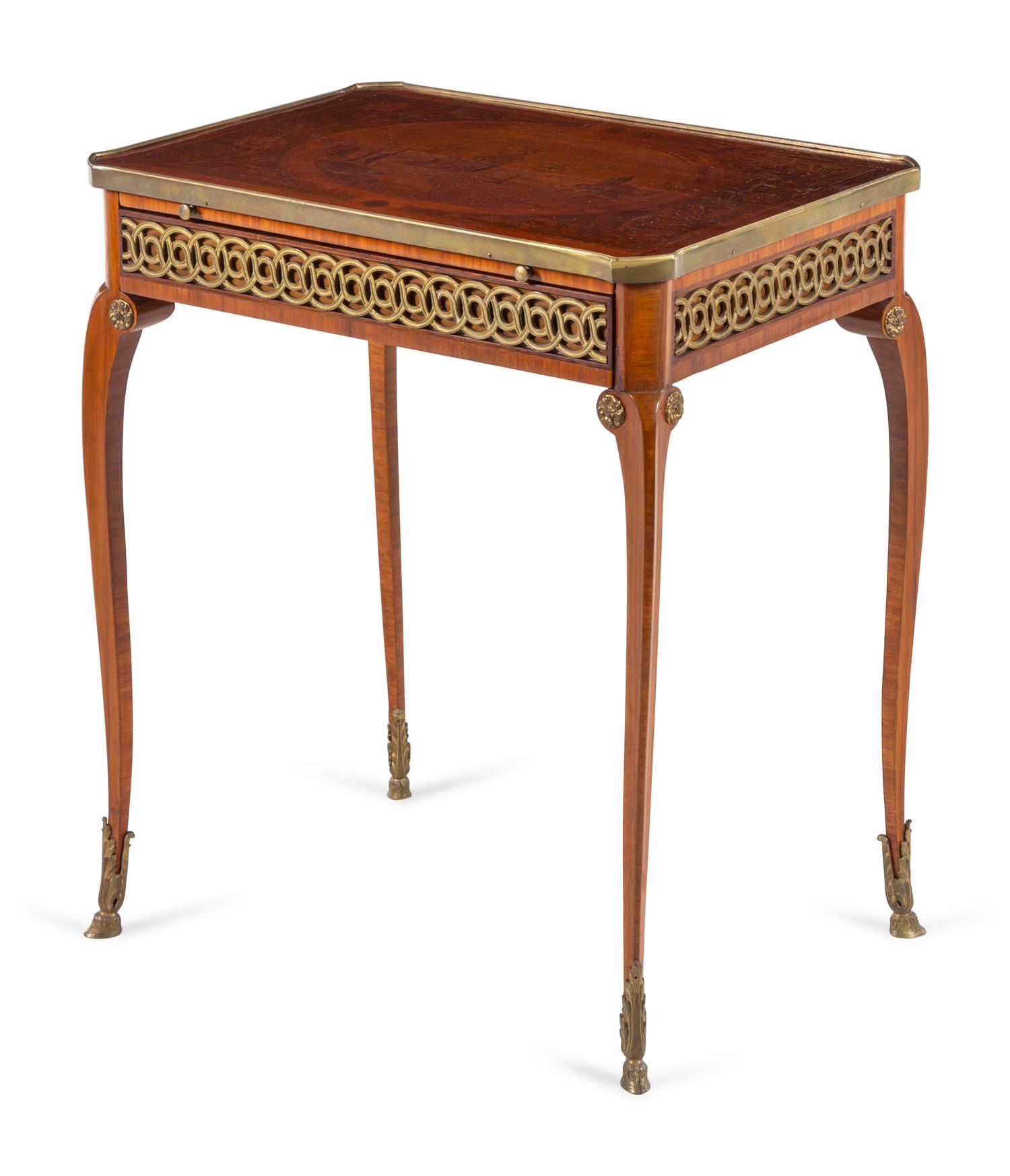 A Louis XV Gilt Bronze Mounted Marquetry Table à Écrire