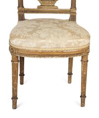 A Pair of Louis XVI Style Giltwood Lyre-Back Side Chairs — 19TH CENTURY