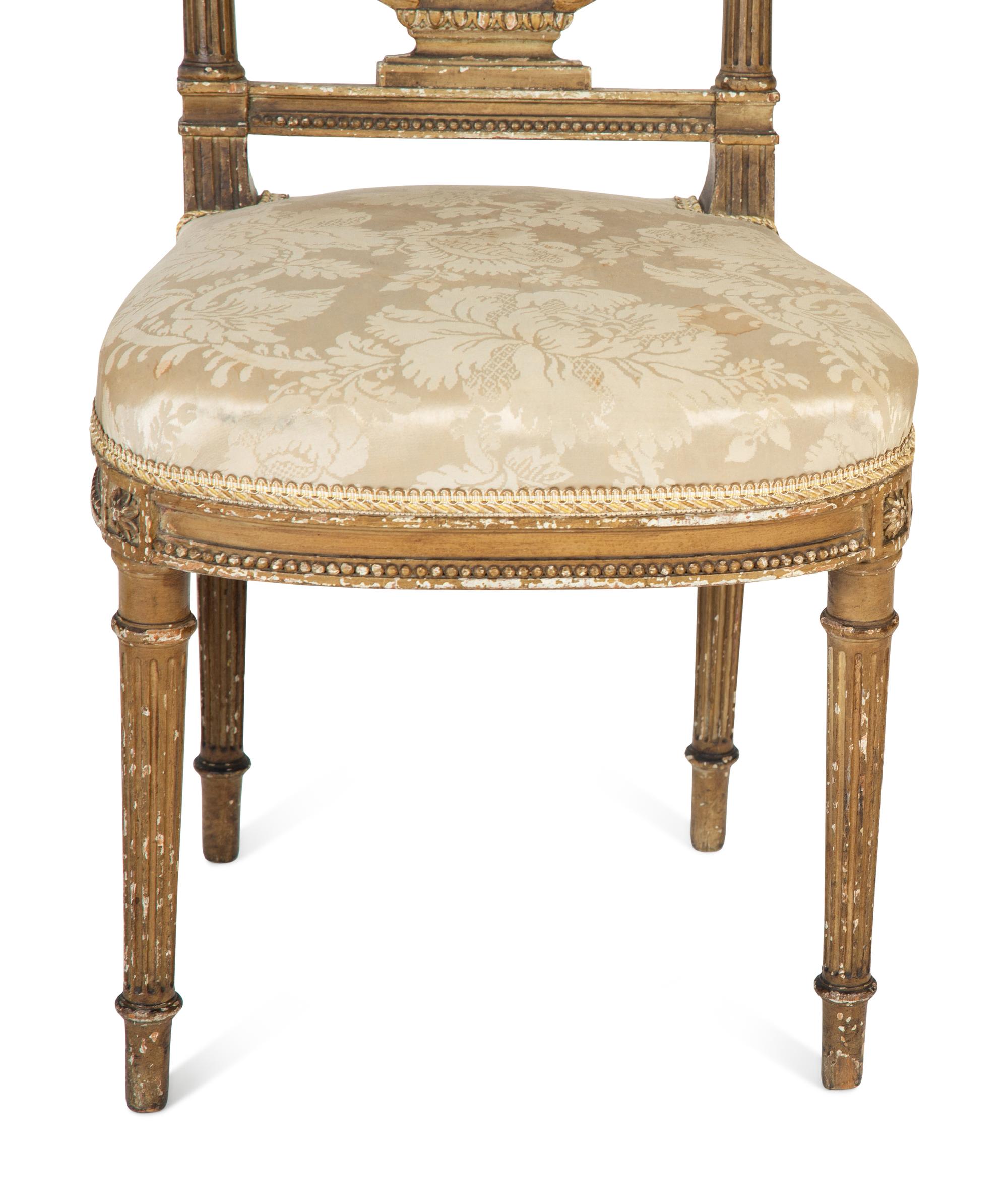A Pair of Louis XVI Style Giltwood Lyre-Back Side Chairs — 19TH CENTURY