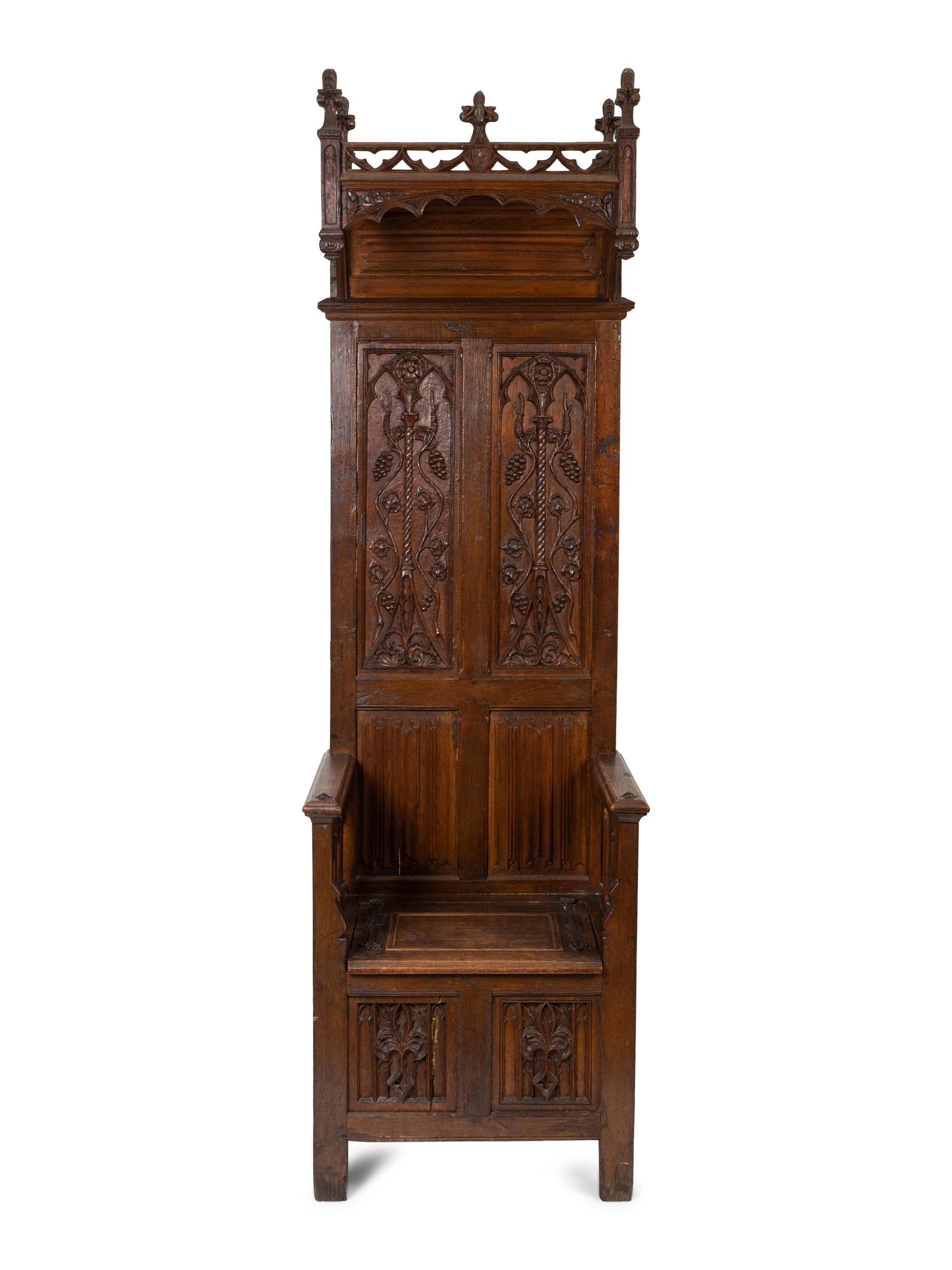A Jacobean Style Carved Oak Bishops' Chair — 19TH CENTURY