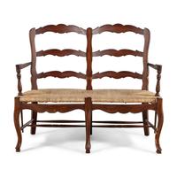 A French Provincial Style Mahogany and Rush-Seat Bench