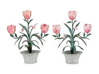 A Pair of Italian Painted Tole Models of Tulips
