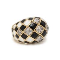 DAVID WEBB, ENAMEL AND DIAMOND 'HARLEQUIN' RING