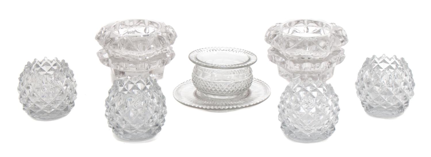 An Assembled Group of Cut Glass Cigarette Holders Height of tallest 2 1/2 inches.