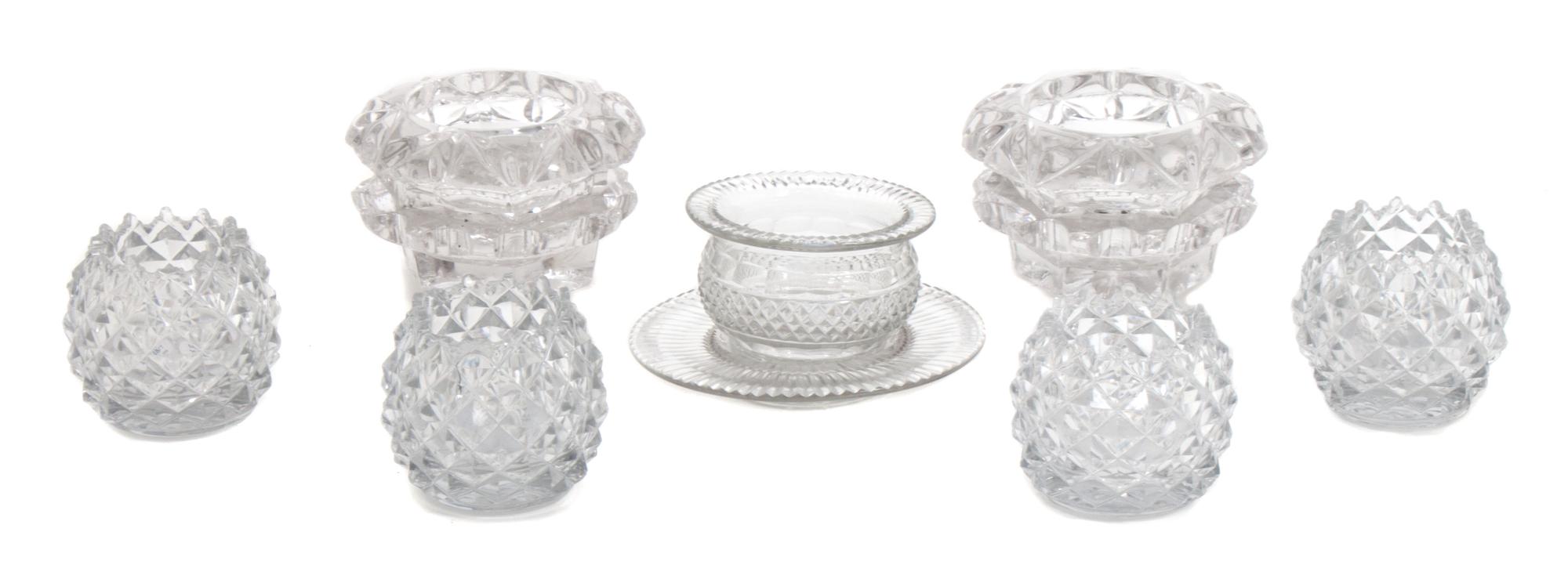 An Assembled Group of Cut Glass Cigarette Holders Height of tallest 2 1/2 inches.