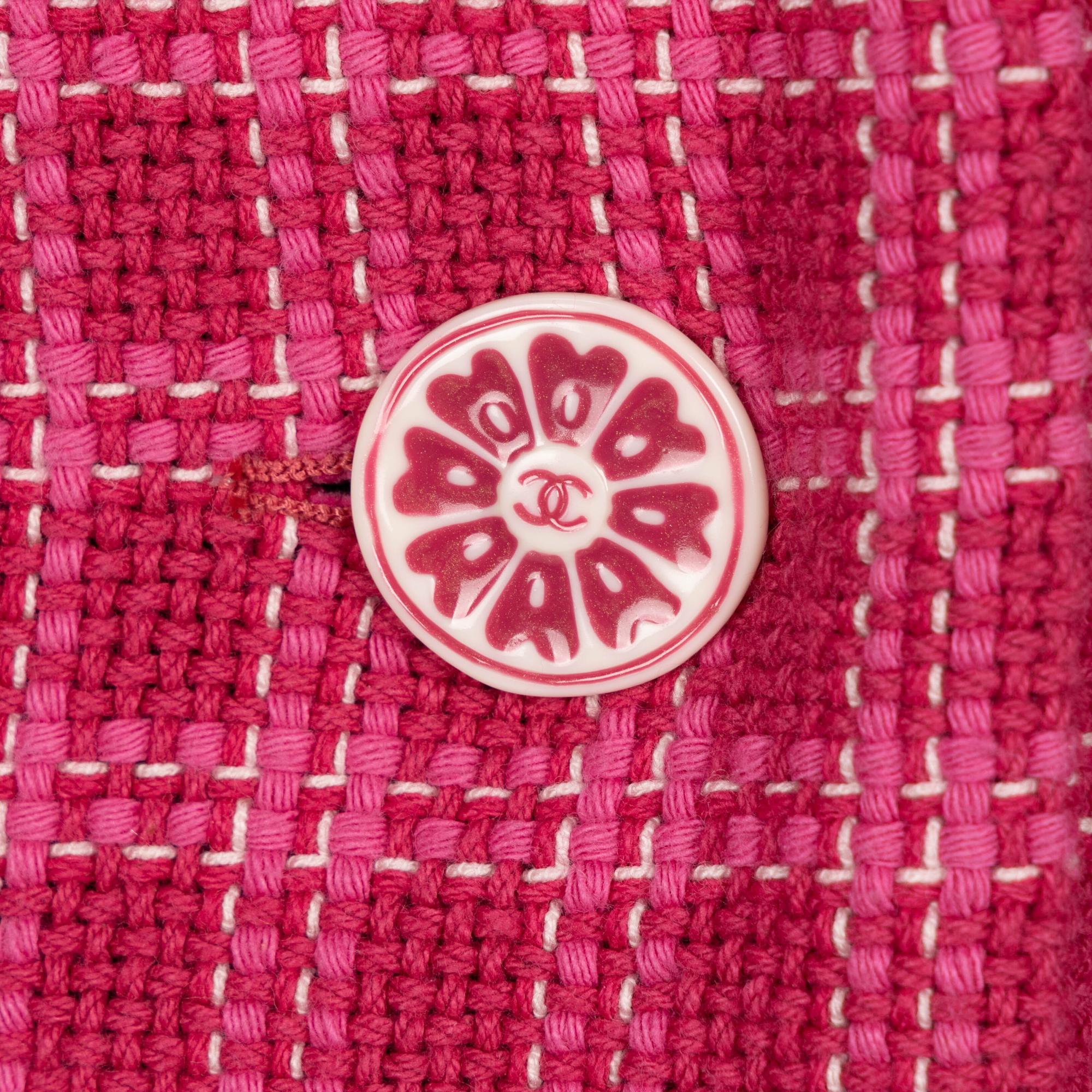 Chanel, Raspberry Plaid Tweed Blazer