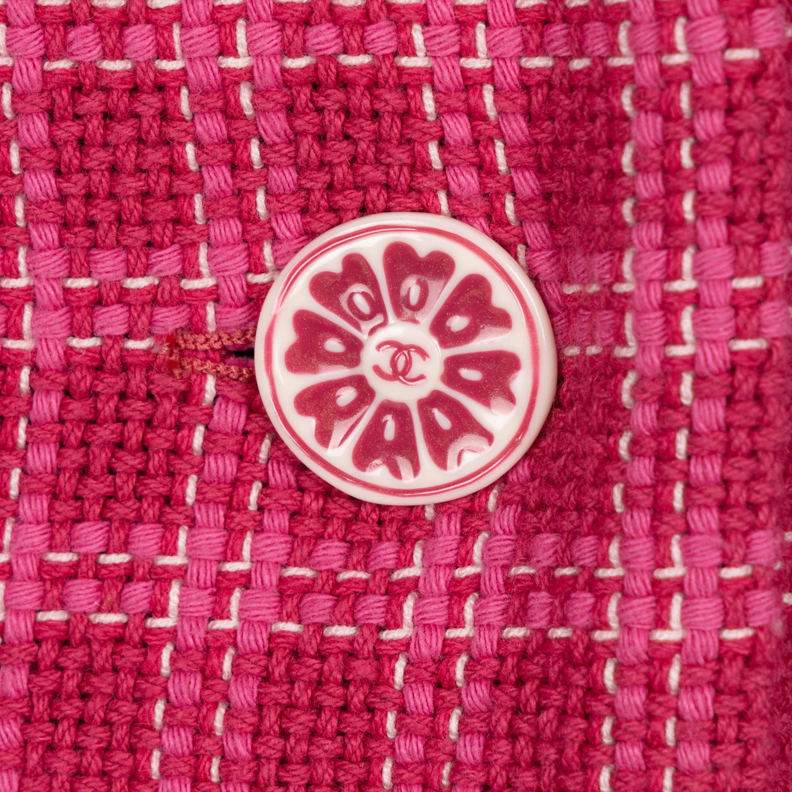 Chanel, Raspberry Plaid Tweed Blazer