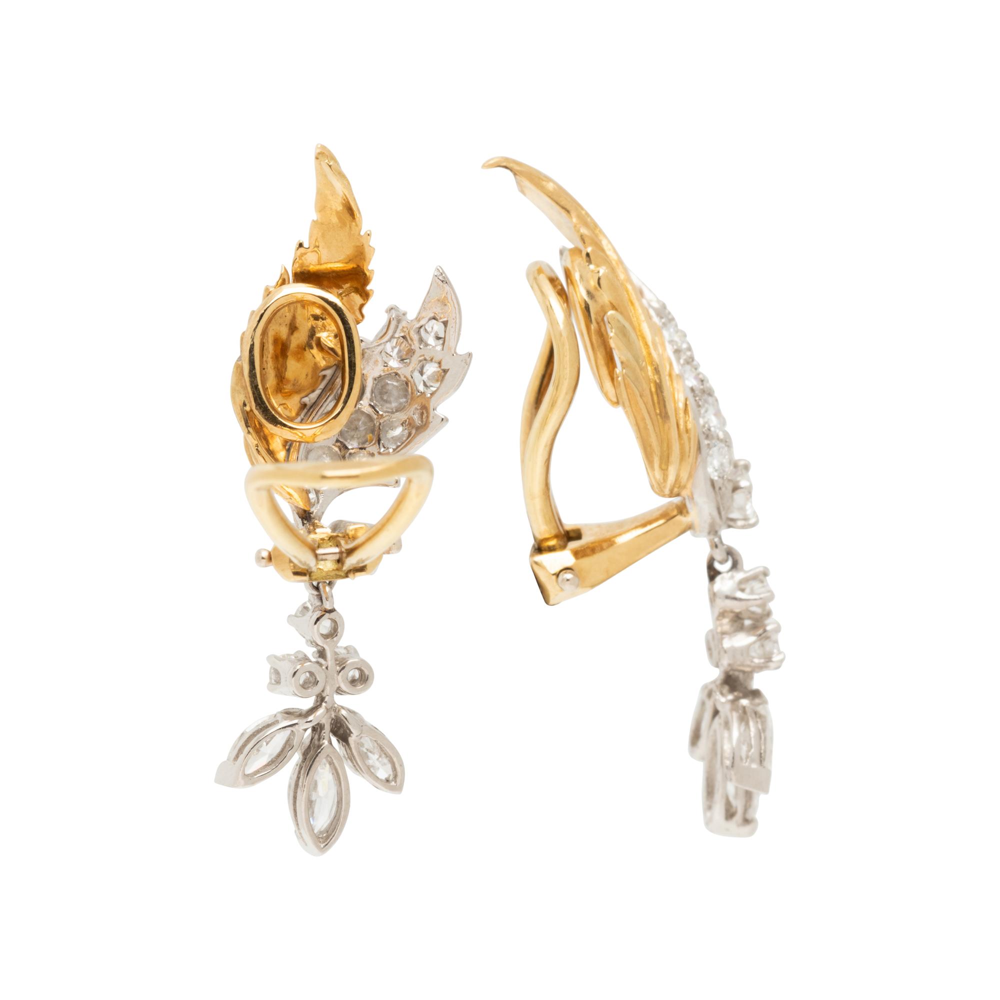 MCTEIGUE, PLATINUM, YELLOW GOLD AND DIAMOND EARCLIPS