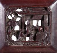 Four Chinese Carved Wood Panels Height of each 17 x width 5 inches.