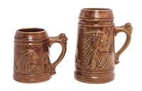 Two Ceramic Mugs, Monmouth Height of taller 7 3/8 inches.