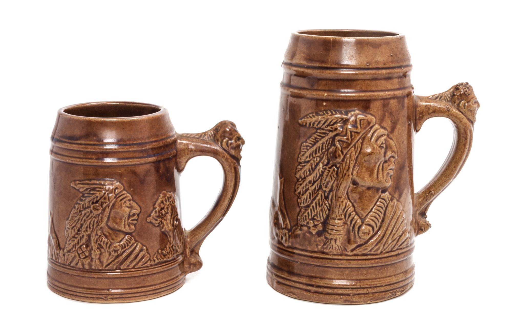 Two Ceramic Mugs, Monmouth Height of taller 7 3/8 inches.