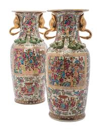 A Pair of Chinese Export Famille Rose Porcelain Vases
