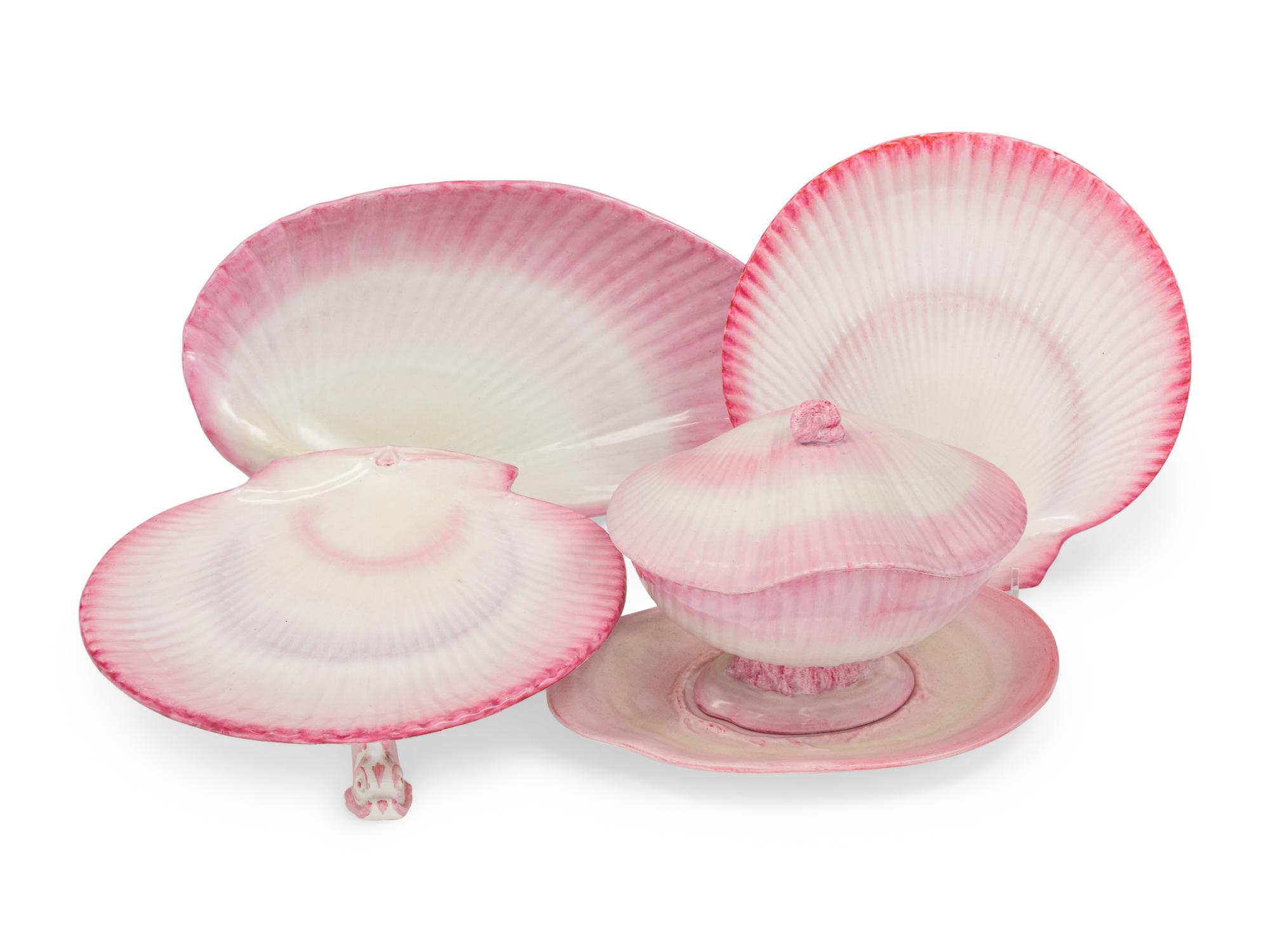 A Wedgwood Pink Nautilus Porcelain Dessert Service