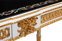 A Pair of Italian Neoclassical Style Painted and Parcel Gilt Specimen Marble-Top Console Tables