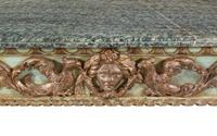 An Italian Neoclassical Green-Painted and Parcel Gilt Marble-Top Console Table