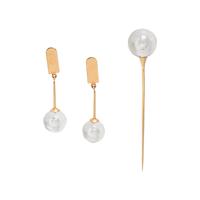 STEUBEN, YELLOW GOLD AND GLASS SET