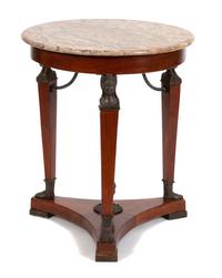 A French Empire Style Bronze Mounted and Marble Top Gueridon Height 28 1/2 x diameter 24 inches. — 19TH CENTURY