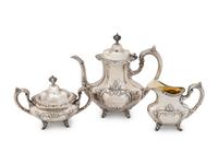 An American Silver Three-Piece Tea Service — Reed & Barton, 20th Century