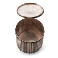 Navajo Stamped Silver Lidded Box, with Zuni Mosaic Inlay Butterfly