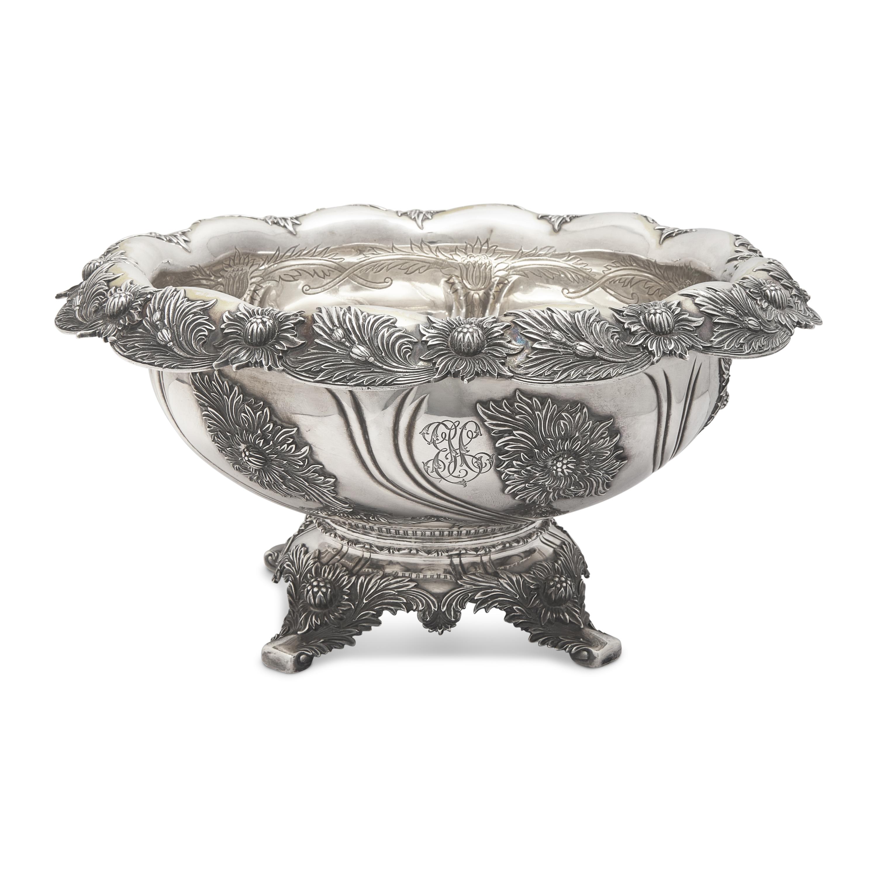 A Tiffany & Co. Silver Chrysanthemum Punch Bowl
