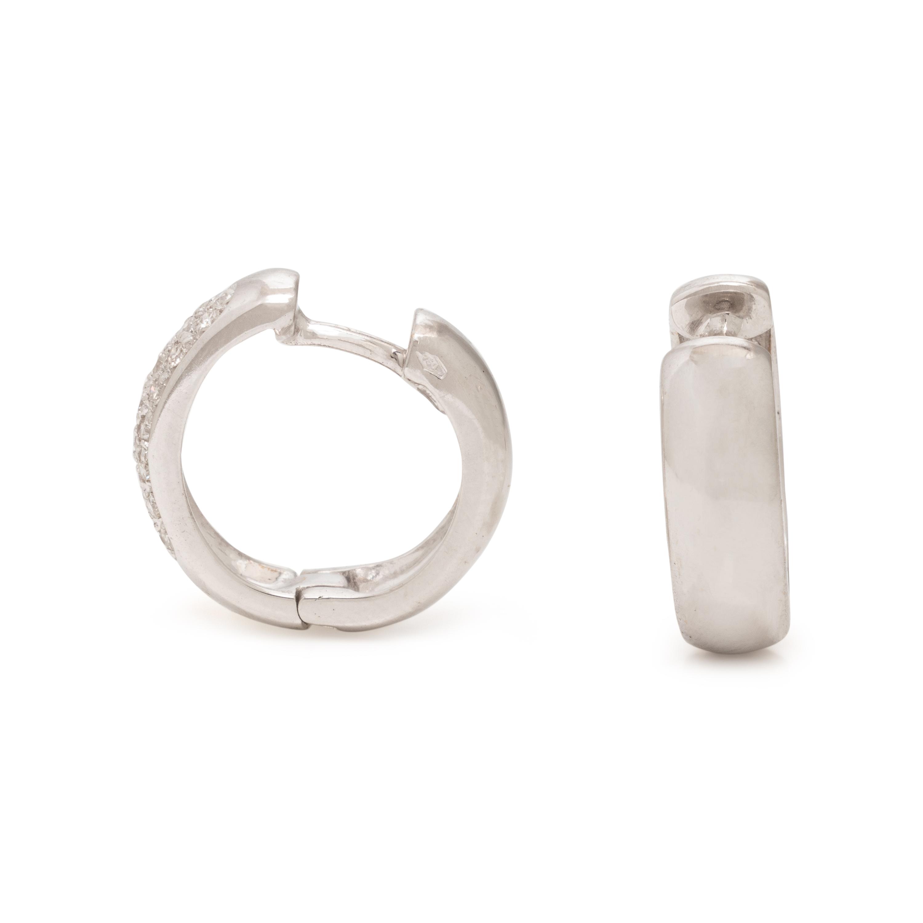 White Gold and Diamond Huggie Hoop Earrings
