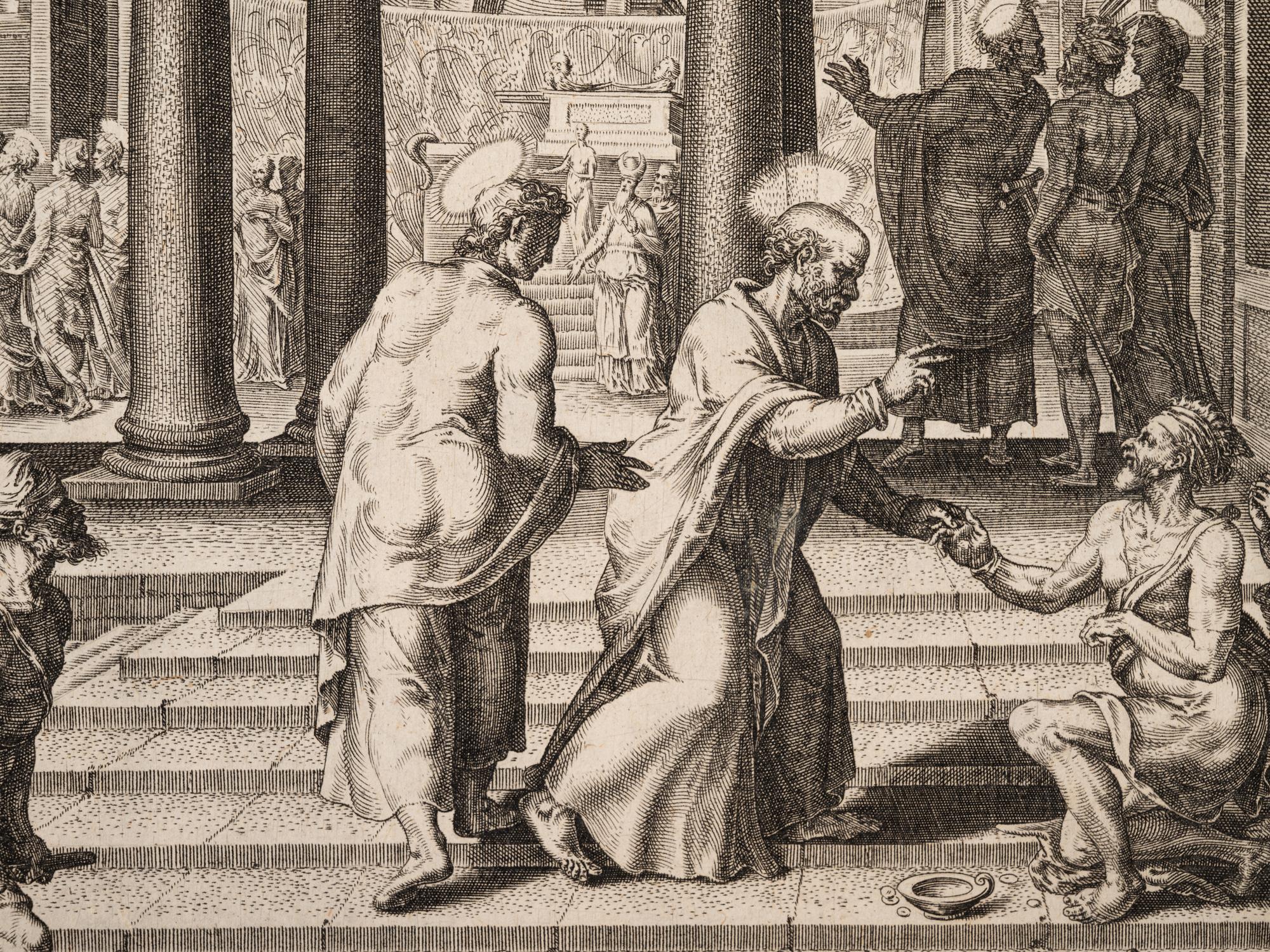 A group of five prints ( Descent from the Cross; The Raising of Tabitha, c. 1550; Untitled (A Saint's Blessing); Untitled (Benediction); Untitled (Saint in a Crowd), c. 1540)