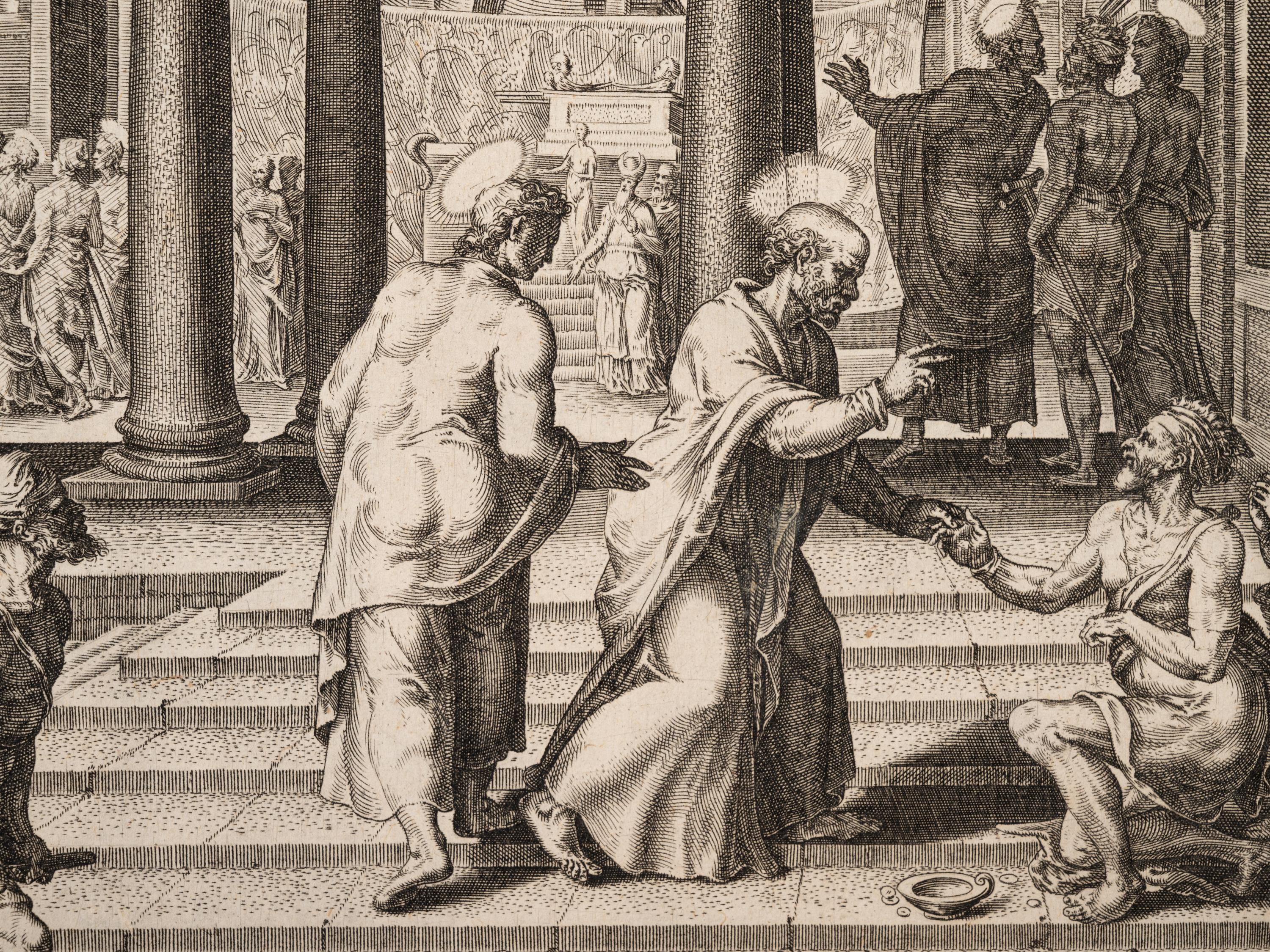 A group of five prints ( Descent from the Cross; The Raising of Tabitha, c. 1550; Untitled (A Saint's Blessing); Untitled (Benediction); Untitled (Saint in a Crowd), c. 1540)