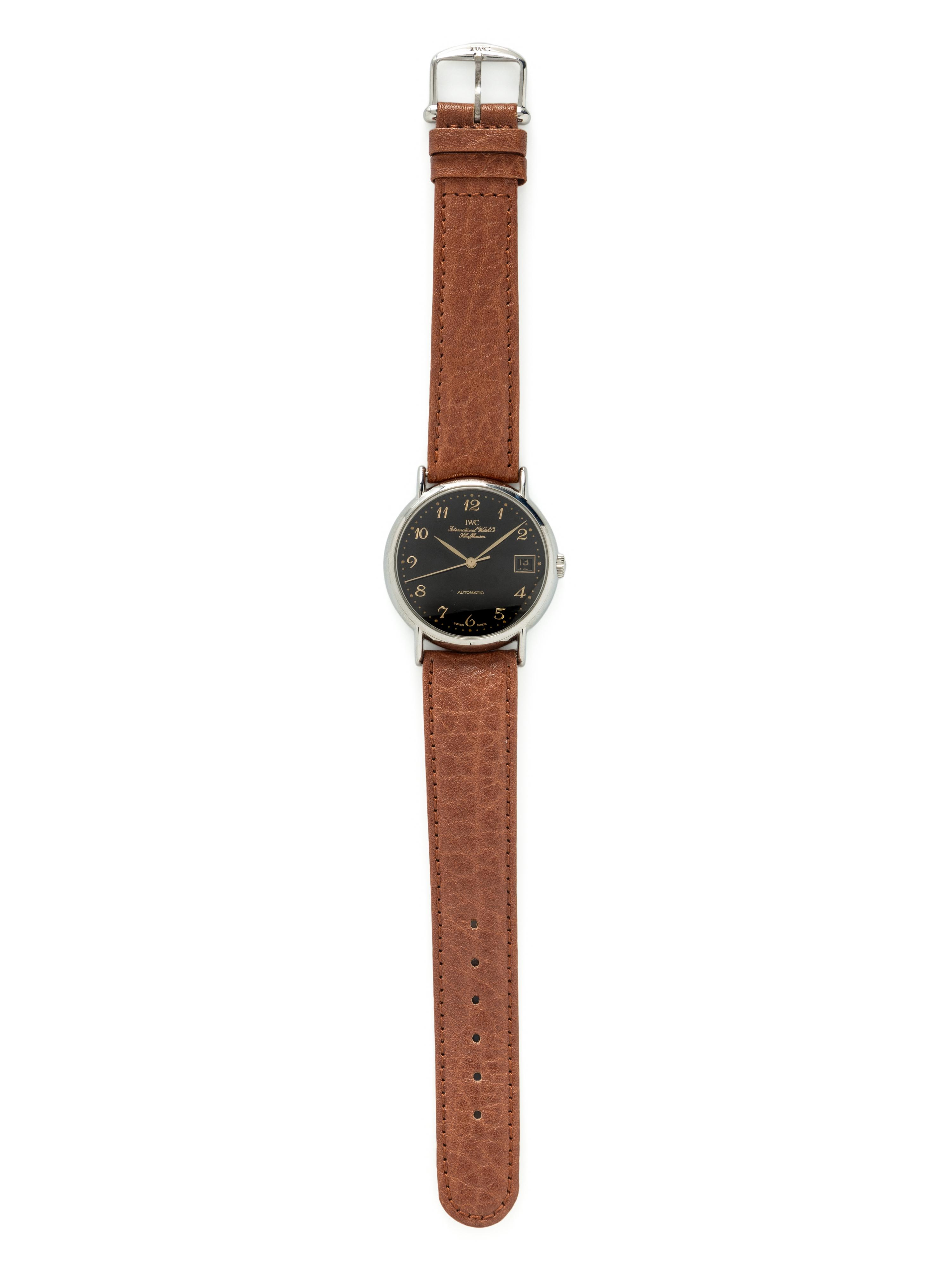 IWC, STAINLESS STEEL WATCH WITH DATE AND IWC BUCKLE